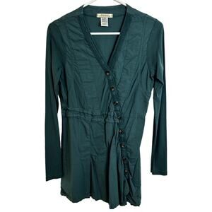 Prairie Underground Button Up Tunic Jacket Womens Size XS Teal Green Cotton